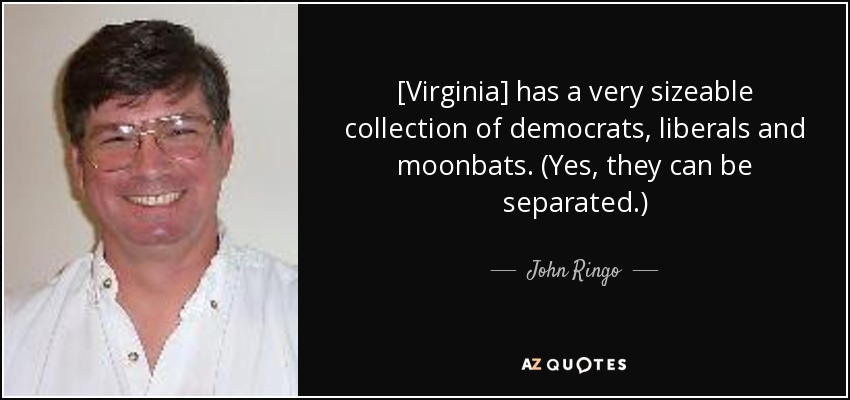 [Virginia] has a very sizeable collection of democrats, liberals and moonbats. (Yes, they can be separated.) - John Ringo