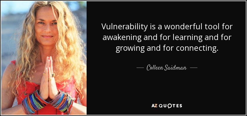 Vulnerability is a wonderful tool for awakening and for learning and for growing and for connecting. - Colleen Saidman