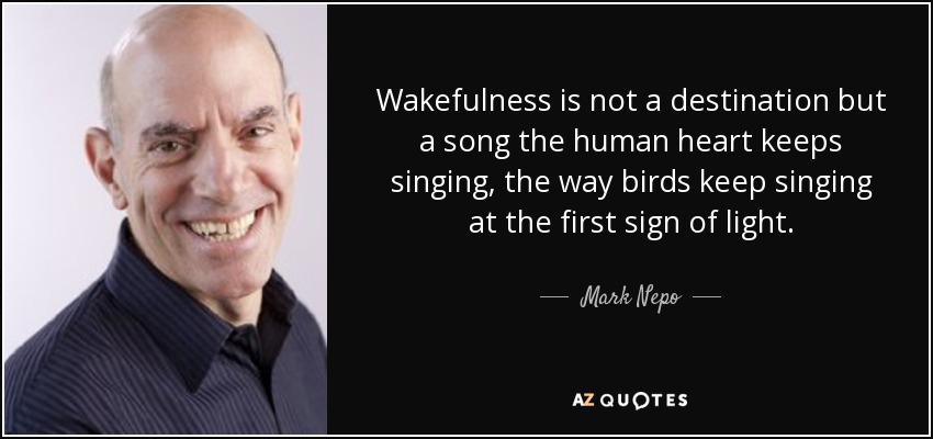 Wakefulness is not a destination but a song the human heart keeps singing, the way birds keep singing at the first sign of light. - Mark Nepo