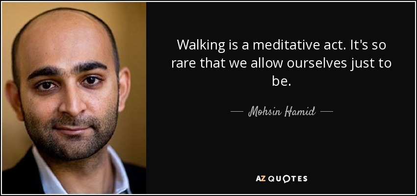 Walking is a meditative act. It's so rare that we allow ourselves just to be. - Mohsin Hamid