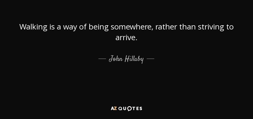 Walking is a way of being somewhere, rather than striving to arrive. - John Hillaby