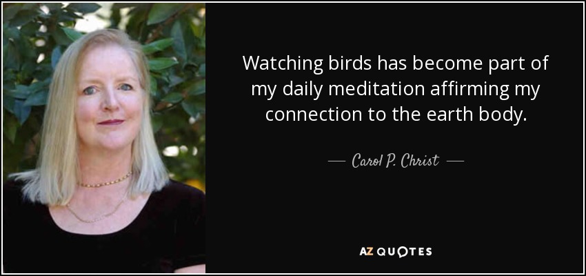 Watching birds has become part of my daily meditation affirming my connection to the earth body. - Carol P. Christ