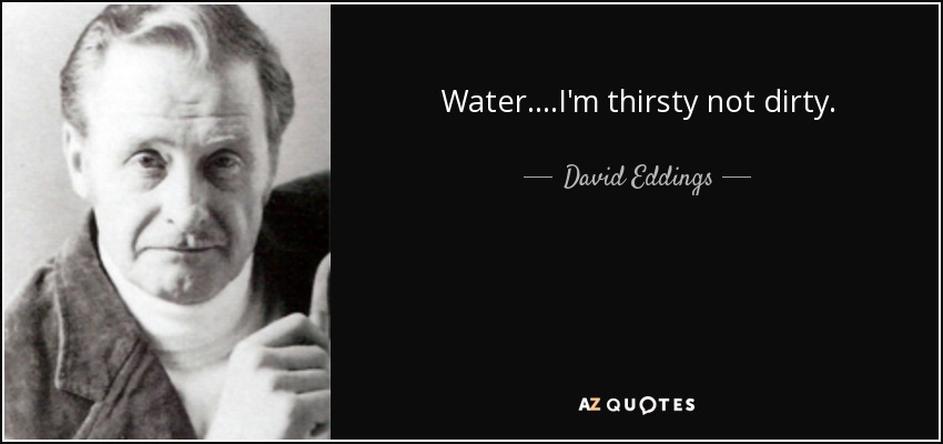 Water....I'm thirsty not dirty. - David Eddings