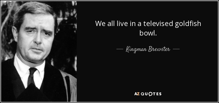 We all live in a televised goldfish bowl. - Kingman Brewster, Jr.