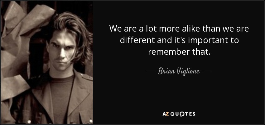 We are a lot more alike than we are different and it's important to remember that. - Brian Viglione