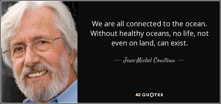 We are all connected to the ocean. Without healthy oceans, no life, not even on land, can exist. - Jean-Michel Cousteau