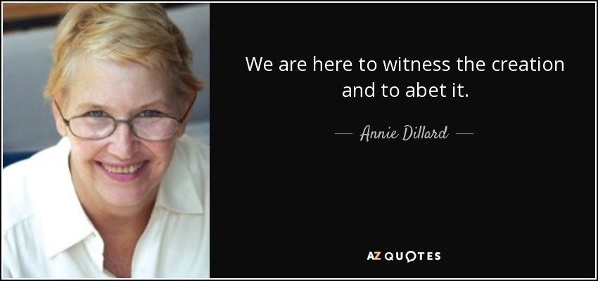 We are here to witness the creation and to abet it. - Annie Dillard