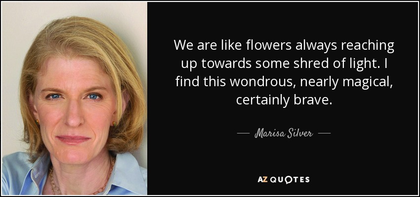 We are like flowers always reaching up towards some shred of light. I find this wondrous, nearly magical, certainly brave. - Marisa Silver