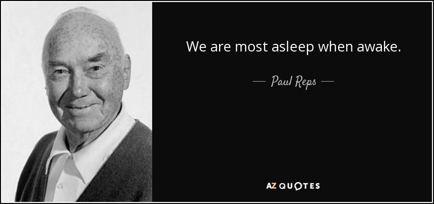 We are most asleep when awake. - Paul Reps