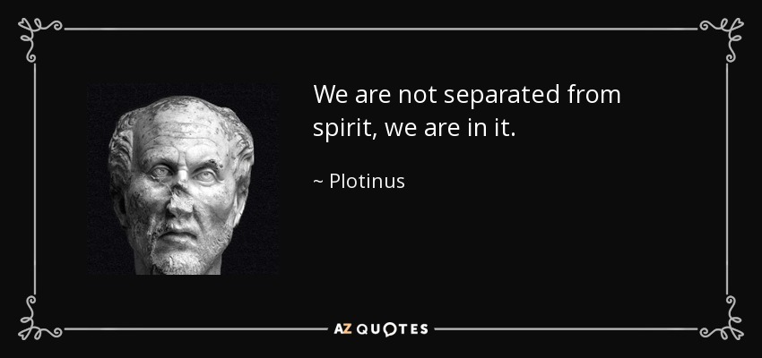 We are not separated from spirit, we are in it. - Plotinus