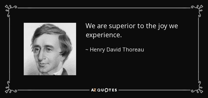 We are superior to the joy we experience. - Henry David Thoreau