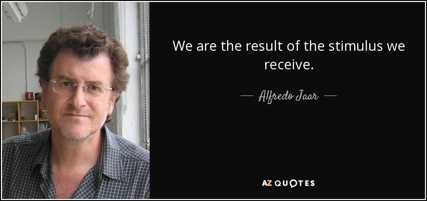 We are the result of the stimulus we receive. - Alfredo Jaar