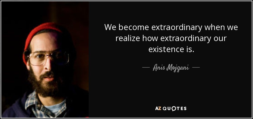 We become extraordinary when we realize how extraordinary our existence is. - Anis Mojgani