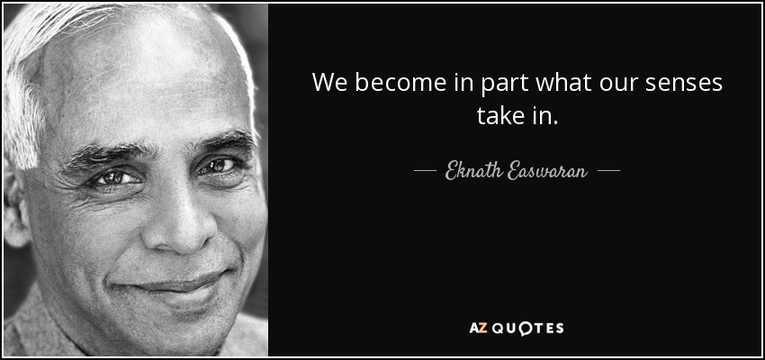 We become in part what our senses take in. - Eknath Easwaran