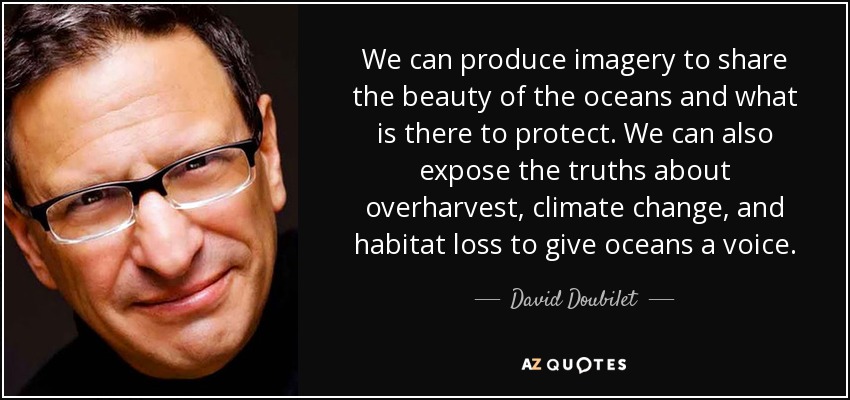 We can produce imagery to share the beauty of the oceans and what is there to protect. We can also expose the truths about overharvest, climate change, and habitat loss to give oceans a voice. - David Doubilet