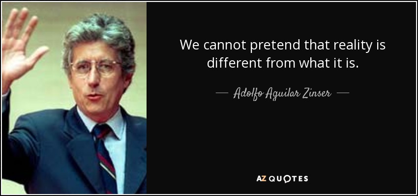 We cannot pretend that reality is different from what it is. - Adolfo Aguilar Zinser