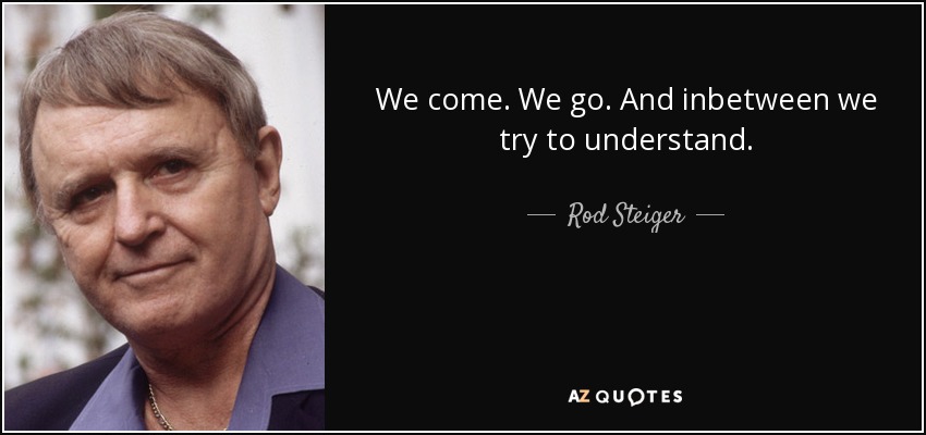 We come. We go. And inbetween we try to understand. - Rod Steiger