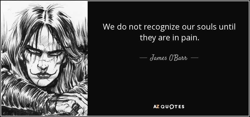 We do not recognize our souls until they are in pain. - James O'Barr
