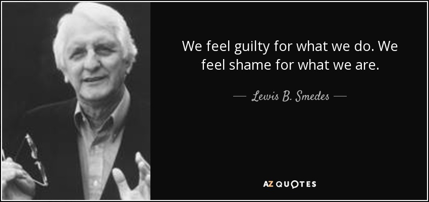 We feel guilty for what we do. We feel shame for what we are. - Lewis B. Smedes
