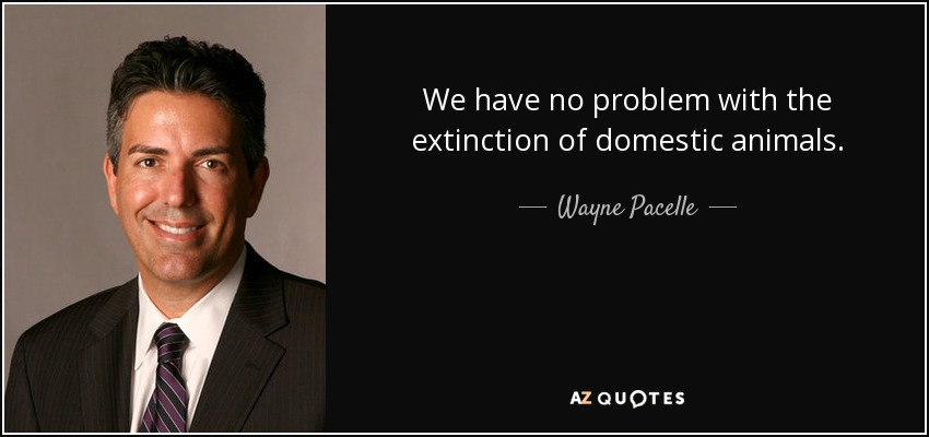 We have no problem with the extinction of domestic animals. - Wayne Pacelle