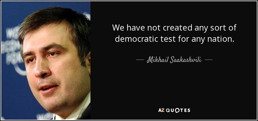 We have not created any sort of democratic test for any nation. - Mikhail Saakashvili