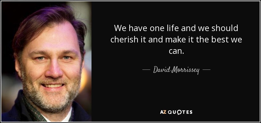 We have one life and we should cherish it and make it the best we can. - David Morrissey