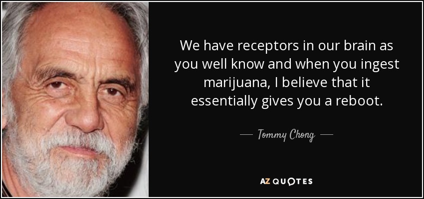 We have receptors in our brain as you well know and when you ingest marijuana, I believe that it essentially gives you a reboot. - Tommy Chong