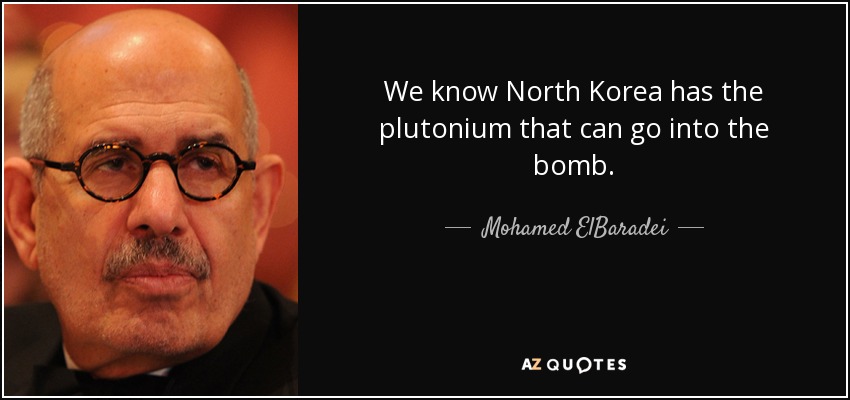 We know North Korea has the plutonium that can go into the bomb. - Mohamed ElBaradei