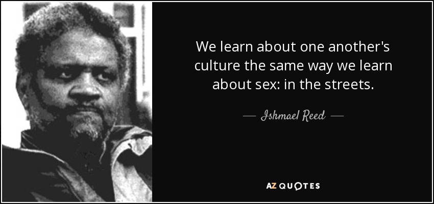 We learn about one another's culture the same way we learn about sex: in the streets. - Ishmael Reed