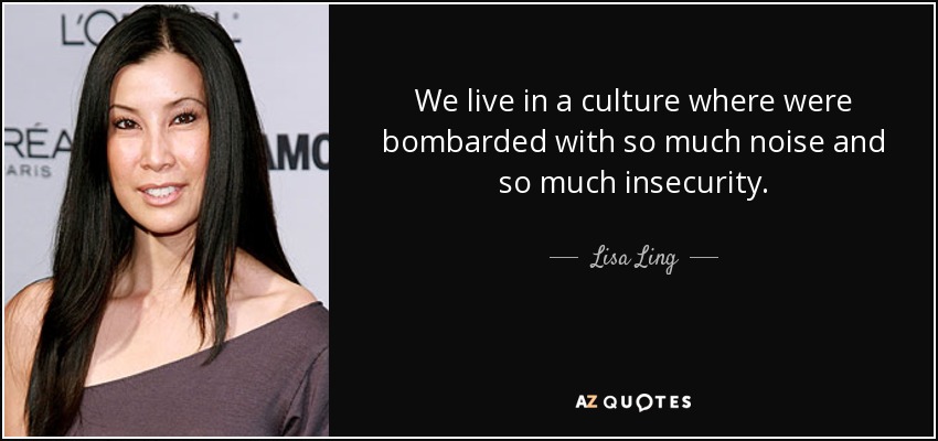 We live in a culture where were bombarded with so much noise and so much insecurity. - Lisa Ling