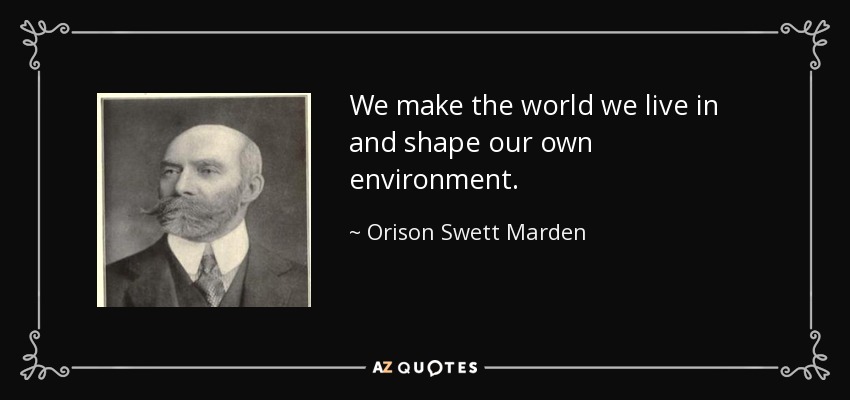 We make the world we live in and shape our own environment. - Orison Swett Marden