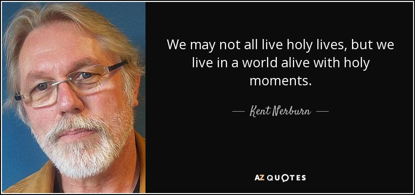 We may not all live holy lives, but we live in a world alive with holy moments. - Kent Nerburn