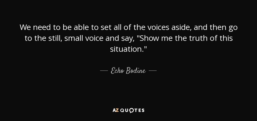 We need to be able to set all of the voices aside, and then go to the still, small voice and say, 