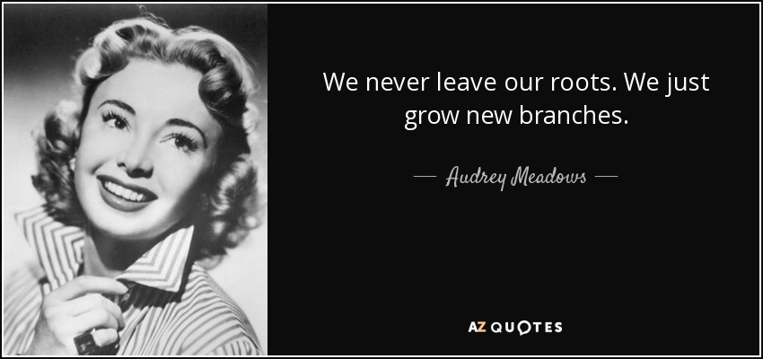 We never leave our roots. We just grow new branches. - Audrey Meadows