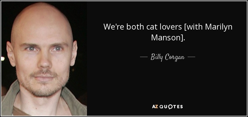 We're both cat lovers [with Marilyn Manson]. - Billy Corgan