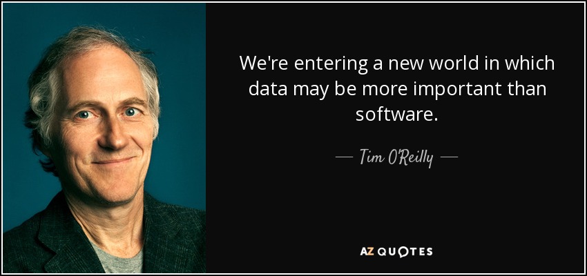 We're entering a new world in which data may be more important than software. - Tim O'Reilly