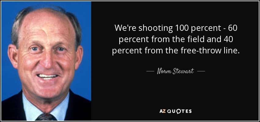 We're shooting 100 percent - 60 percent from the field and 40 percent from the free-throw line. - Norm Stewart