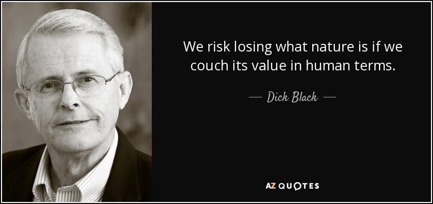 We risk losing what nature is if we couch its value in human terms. - Dick Black
