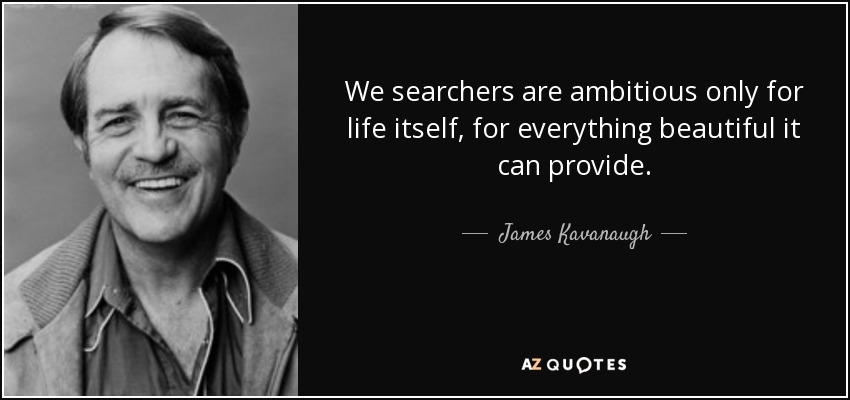 We searchers are ambitious only for life itself, for everything beautiful it can provide. - James Kavanaugh