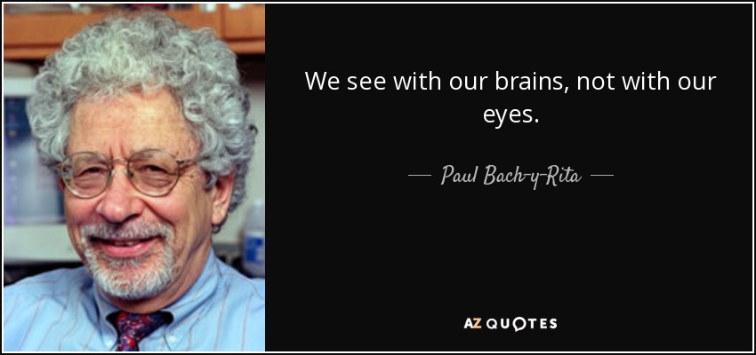 We see with our brains, not with our eyes. - Paul Bach-y-Rita