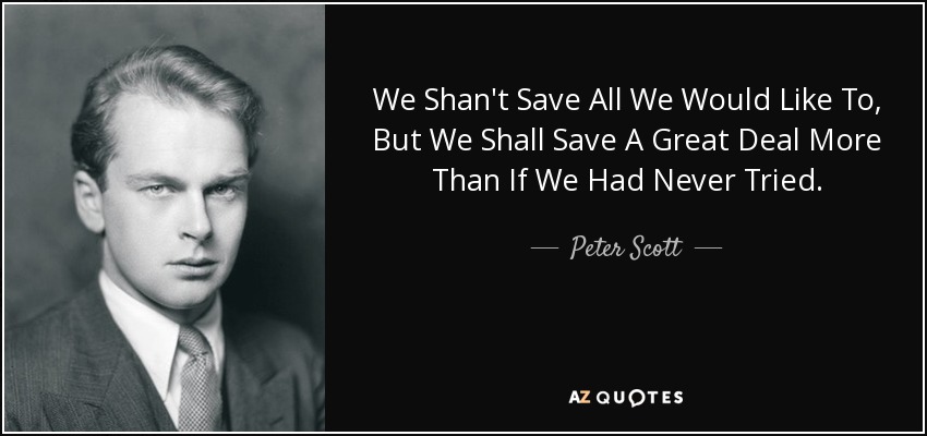 We Shan't Save All We Would Like To, But We Shall Save A Great Deal More Than If We Had Never Tried. - Peter Scott