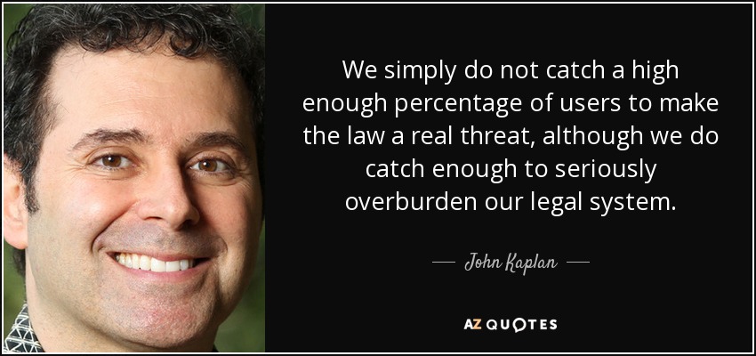 We simply do not catch a high enough percentage of users to make the law a real threat, although we do catch enough to seriously overburden our legal system. - John Kaplan