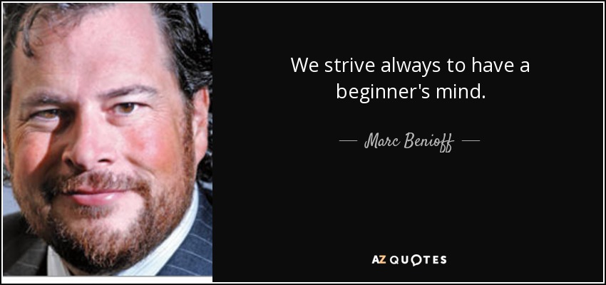 We strive always to have a beginner's mind. - Marc Benioff