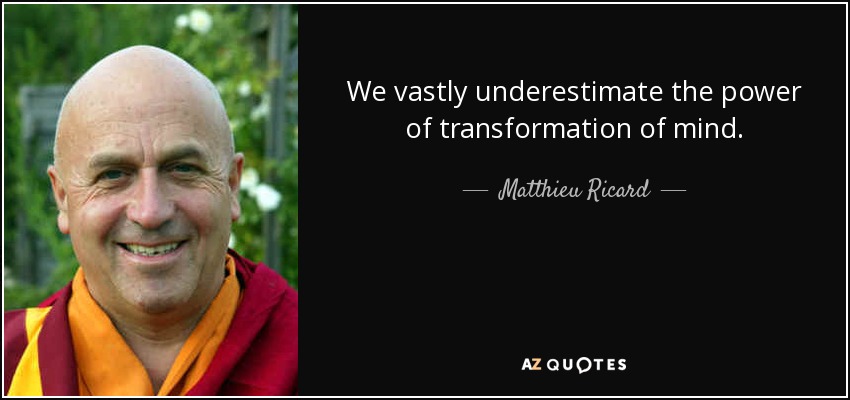 We vastly underestimate the power of transformation of mind. - Matthieu Ricard