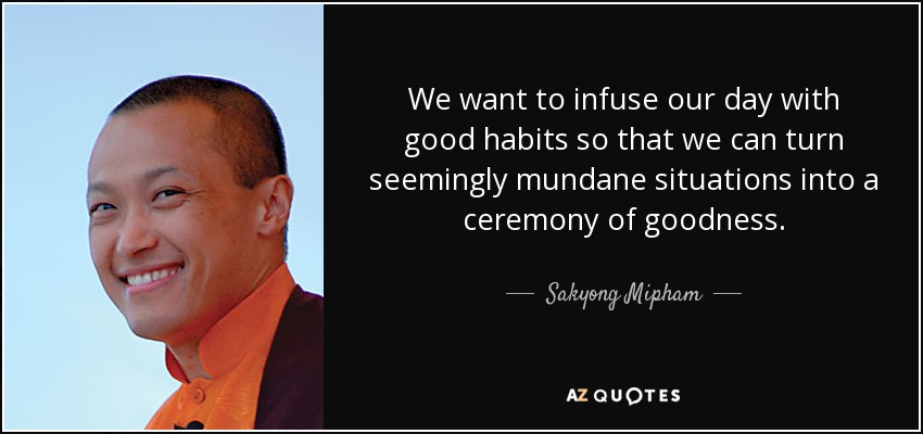 We want to infuse our day with good habits so that we can turn seemingly mundane situations into a ceremony of goodness. - Sakyong Mipham