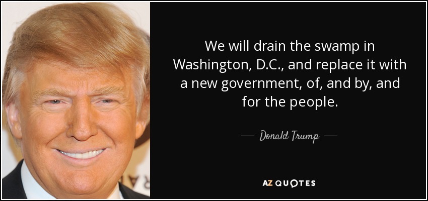 We will drain the swamp in Washington, D.C., and replace it with a new government, of, and by, and for the people. - Donald Trump