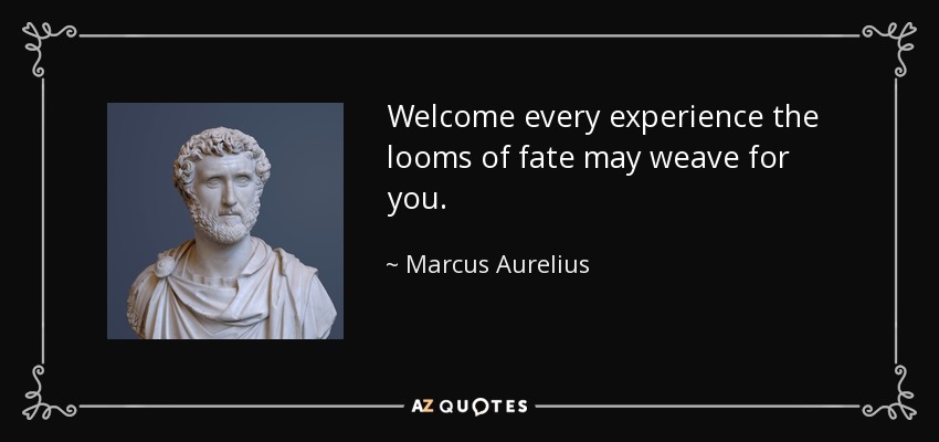 Welcome every experience the looms of fate may weave for you. - Marcus Aurelius