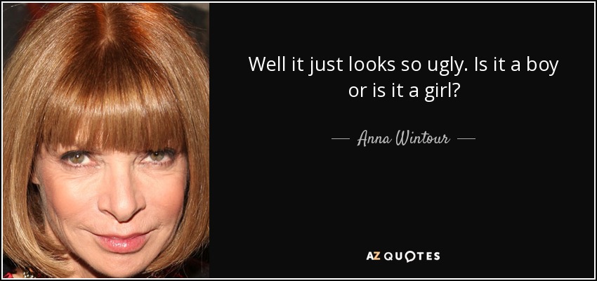 Well it just looks so ugly. Is it a boy or is it a girl? - Anna Wintour