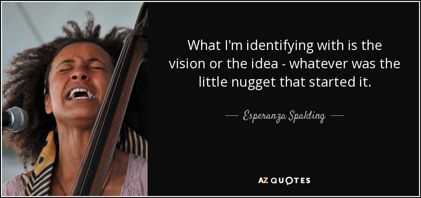 What I'm identifying with is the vision or the idea - whatever was the little nugget that started it. - Esperanza Spalding