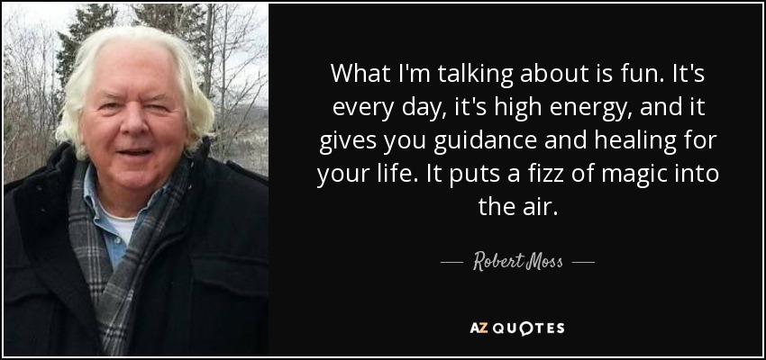 What I'm talking about is fun. It's every day, it's high energy, and it gives you guidance and healing for your life. It puts a fizz of magic into the air. - Robert Moss